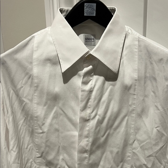 Armani Collezioni White Cotton Tuxedo I Shirt - 16.5” Neck - Picture 1 of 13